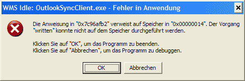 WMS-Idle: OutlookSyncClient.exe - Fehler in Anwendung (unter iTunes 7.7.0.43)