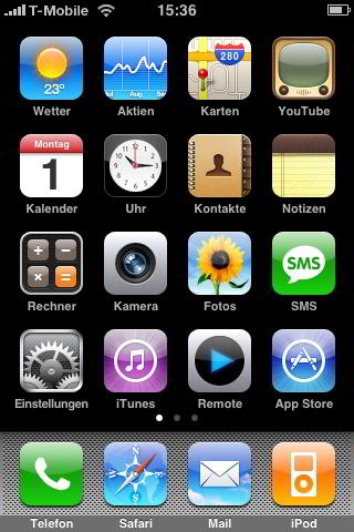 iPhone 3G Start-Bildschirm