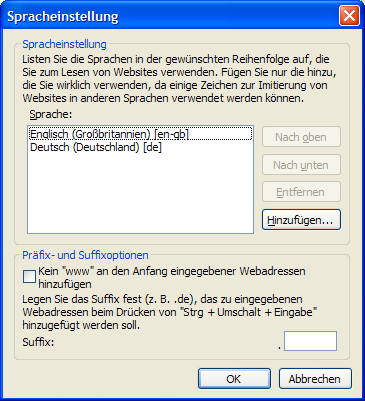 Sprachauswahl-Dialog im IE7