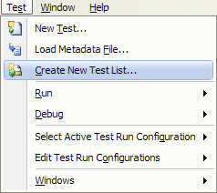 VS08 Unit Test Menüpunkt